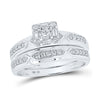 10k White Gold His Hers Round Diamond Square Matching Wedding Set 1/2 Cttw
