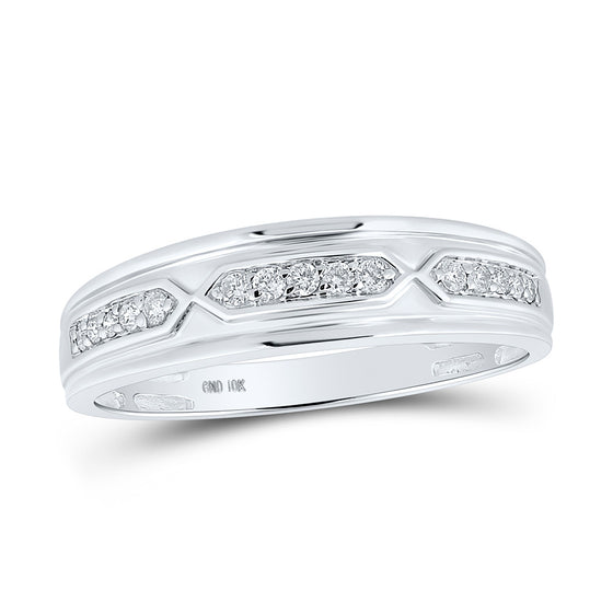10k White Gold His Hers Round Diamond Square Matching Wedding Set 1/2 Cttw