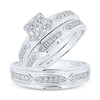 10k White Gold His Hers Round Diamond Square Matching Wedding Set 1/2 Cttw