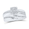 10k White Gold His Hers Round Diamond Square Matching Wedding Set 5/8 Cttw