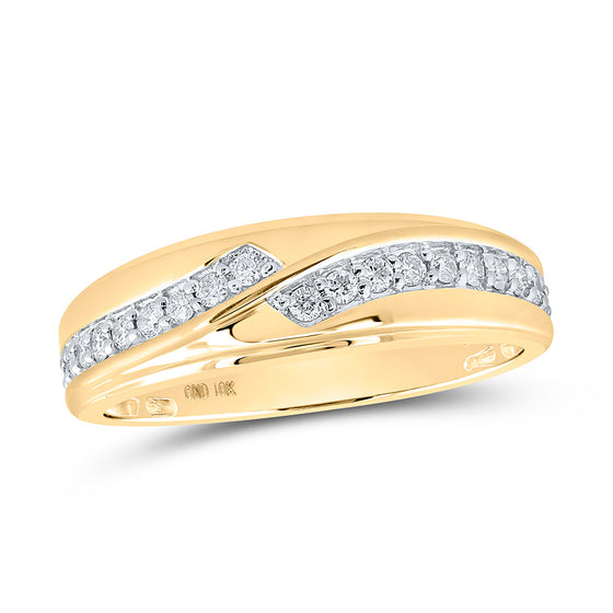 10k Yellow Gold His Hers Round Diamond Square Matching Wedding Set 1 Cttw