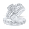 10k White Gold His Hers Round Diamond Square Matching Wedding Set 1 Cttw