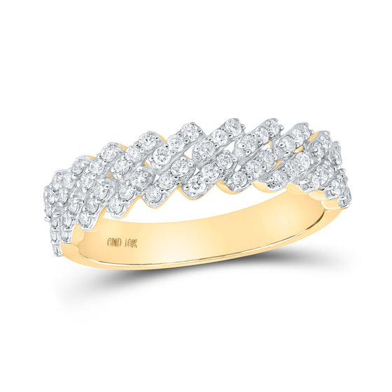 10k Yellow Gold Mens Round Diamond Band Ring 3/4 Cttw