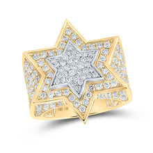 10k Two-tone Gold Mens Round Diamond Star of David Ring 4-1/2 Cttw