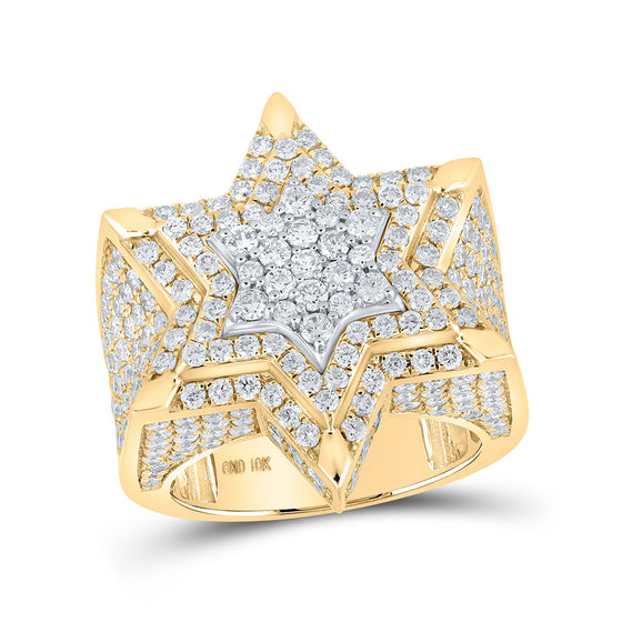 10k Two-tone Gold Mens Round Diamond Magen David Star Ring 5 Cttw