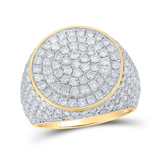 10k Yellow Gold Mens Round Diamond Circle Ring 4 Cttw