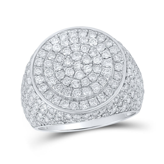 10k White Gold Mens Round Diamond Circle Cluster Ring 4-1/5 Cttw