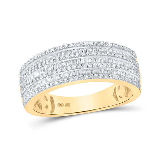 10k Yellow Gold Mens Baguette Diamond Band Ring 3/4 Cttw