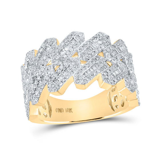 10k Yellow Gold Mens Baguette Diamond Link Band Ring 1 Cttw