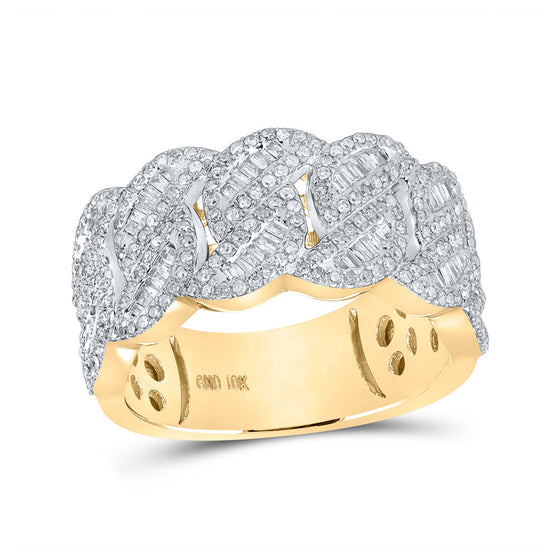 10k Yellow Gold Mens Baguette Diamond Cuban-link Band Ring 1 Cttw
