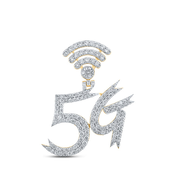10k Yellow Gold Mens Round Diamond 5G Charm Pendant 1-1/2 Cttw