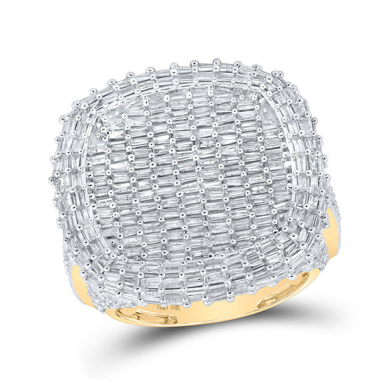 10k Yellow Gold Mens Baguette Diamond Cluster Ring 6-3/4 Cttw