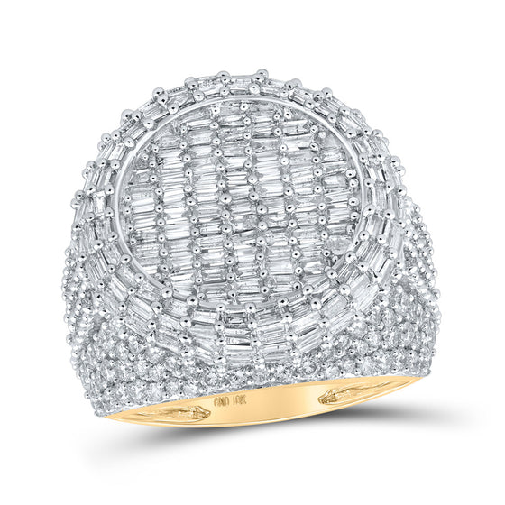 10k Yellow Gold Mens Baguette Diamond Circle Ring 4-1/2 Cttw