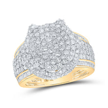  10k Yellow Gold Mens Baguette Diamond Cluster Ring 3-7/8 Cttw
