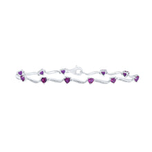 Sterling Silver Womens Heart Synthetic Ruby Fashion Bracelet 4 Cttw
