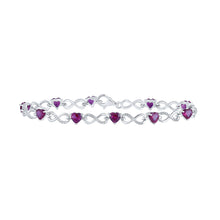  Sterling Silver Womens Heart Synthetic Ruby Diamond Infinity Bracelet 7 Cttw