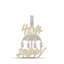  10k Yellow Gold Mens Baguette Diamond Forever Drippy Phrase Charm Pendant 2-1/2 Cttw