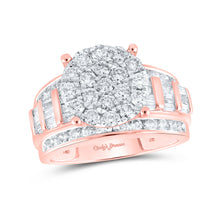  10k Rose Gold Round Diamond Cluster Bridal Wedding Engagement Ring 2 Cttw