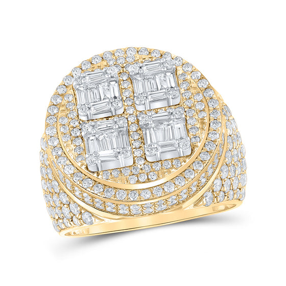 10k Two-tone Gold Mens Baguette Diamond Circle Ring 3-7/8 Cttw