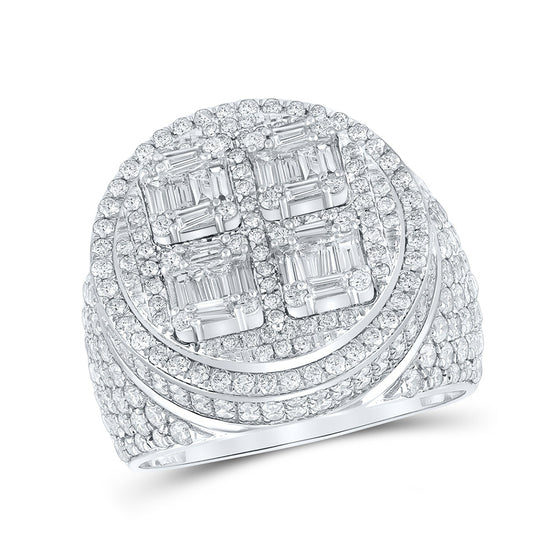 10k White Gold Mens Baguette Diamond Circle Ring 3-7/8 Cttw