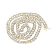  10k Yellow Gold Mens Round Diamond 24-inch Curb Link Chain Necklace 11-1/2 Cttw