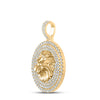 10k Yellow Gold Mens Round Diamond Lion Circle Charm Pendant 2-1/2 Cttw