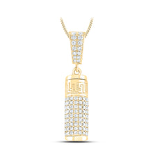  10k Yellow Gold Mens Round Diamond Urn Cylinder Charm Pendant 1 Cttw