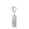 10k White Gold Mens Round Diamond Urn Cylinder Charm Pendant 1 Cttw