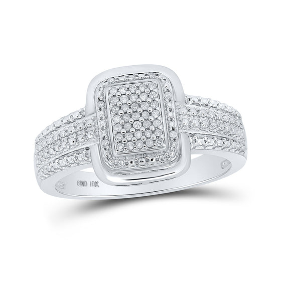 10k White Gold Womens Round Diamond Cluster Ring 1/10 Cttw