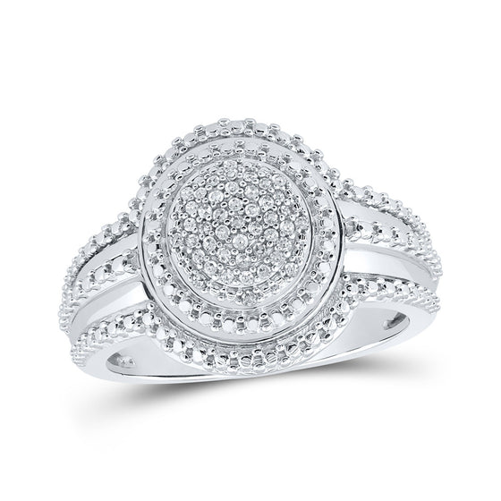 10k White Gold Womens Round Diamond Cluster Ring 1/8 Cttw