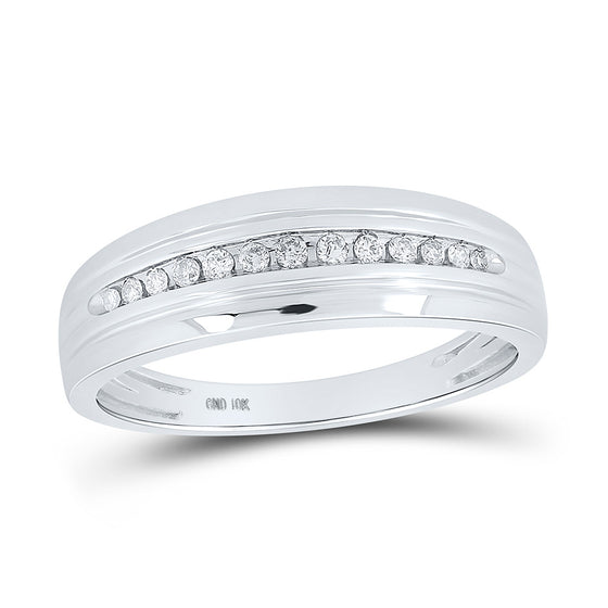10k White Gold His Hers Round Diamond Square Matching Wedding Set 3/4 Cttw