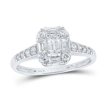  14k White Gold Emerald Diamond Halo Bridal Wedding Engagement Ring 3/4 Cttw