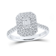  14k White Gold Emerald Diamond Halo Bridal Wedding Engagement Ring 1 Cttw