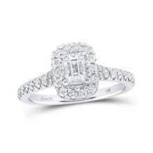  14k White Gold Emerald Diamond Halo Bridal Wedding Engagement Ring 1 Cttw