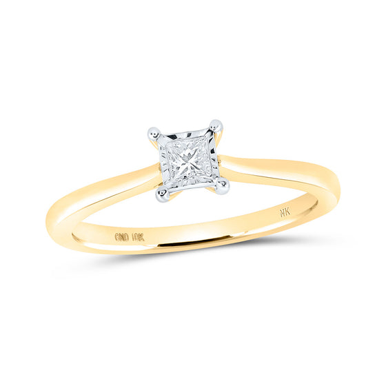 10k Yellow Gold Womens Princess Diamond Solitaire Ring 1/6 Cttw