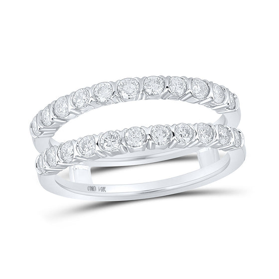 14k White Gold Womens Round Diamond Wrap Enhancer Wedding Band 7/8 Cttw