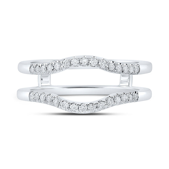 14k White Gold Womens Round Diamond Wrap Enhancer Wedding Band 1/5 Cttw