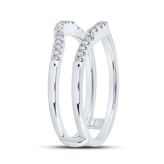 14k White Gold Womens Round Diamond Wrap Enhancer Wedding Band 1/5 Cttw