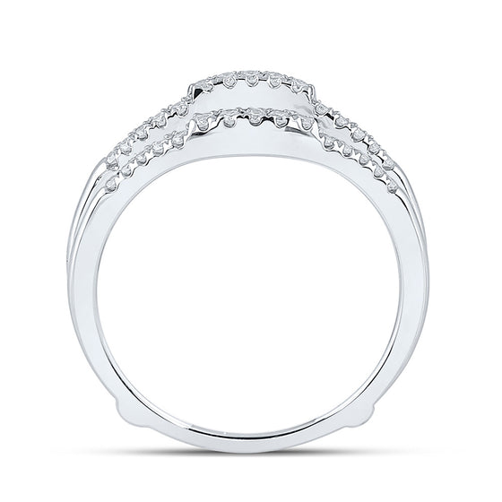 14k White Gold Womens Round Diamond Wrap Enhancer Wedding Band 1/5 Cttw