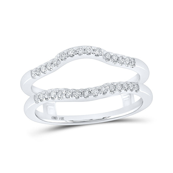 14k White Gold Womens Round Diamond Wrap Enhancer Wedding Band 1/5 Cttw