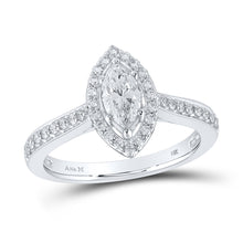  14k White Gold Marquise Diamond Halo Bridal Wedding Engagement Ring 1 Cttw