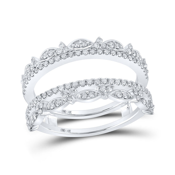 14k White Gold Womens Round Diamond Wrap Enhancer Wedding Band 1/2 Cttw