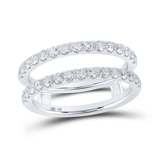 14k White Gold Womens Round Diamond Wrap Enhancer Wedding Band 3/4 Cttw