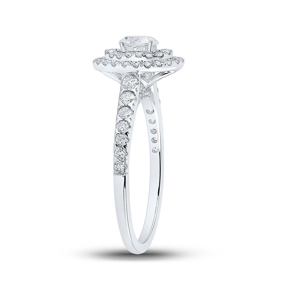 14k White Gold Oval Diamond Halo Bridal Wedding Engagement Ring 1 Cttw