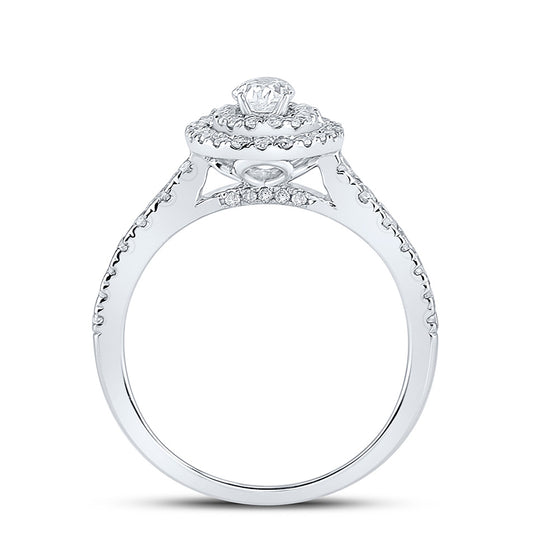 14k White Gold Oval Diamond Halo Bridal Wedding Engagement Ring 1 Cttw