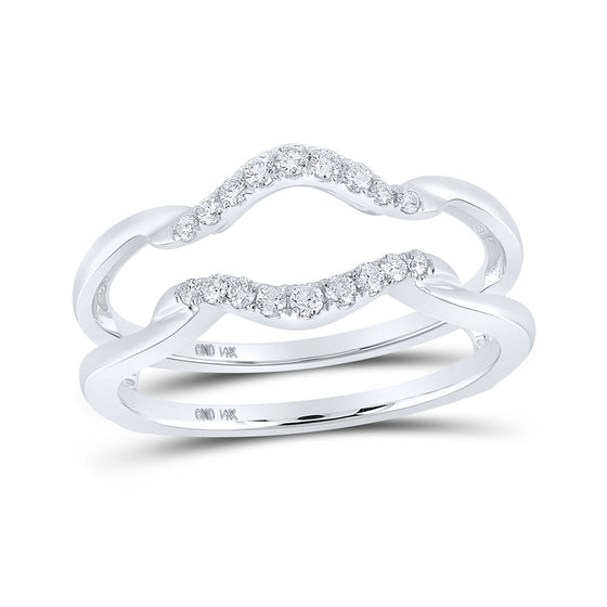 14k White Gold Womens Round Diamond Wrap Enhancer Wedding Band 1/5 Cttw
