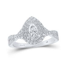  14k White Gold Pear Diamond Halo Bridal Wedding Engagement Ring 1 Cttw
