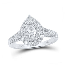  14k White Gold Pear Diamond Halo Bridal Wedding Engagement Ring 1 Cttw