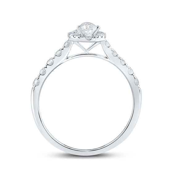 14k White Gold Pear Diamond Halo Bridal Wedding Engagement Ring 1 Cttw