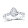 14k White Gold Pear Diamond Halo Bridal Wedding Engagement Ring 1 Cttw